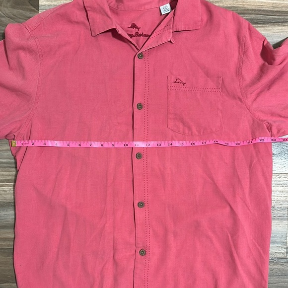 Men’s Tommy Bahama Island Zone Silk Blend Shirt Size Large Salmon Pink - Picture 7 of 8